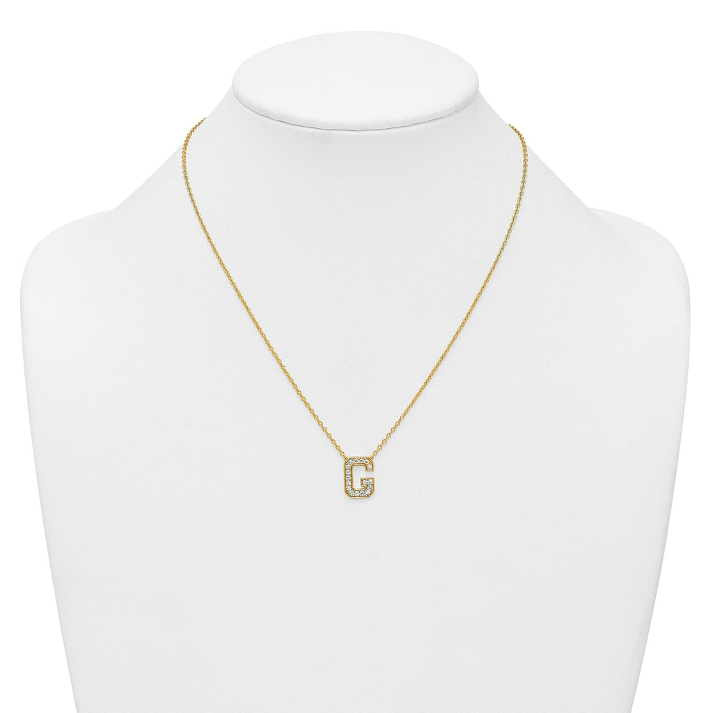 14k 1/3 carat Lab Grown Diamond VS+ F+ Complete Letter G 18 inch Initial Necklace