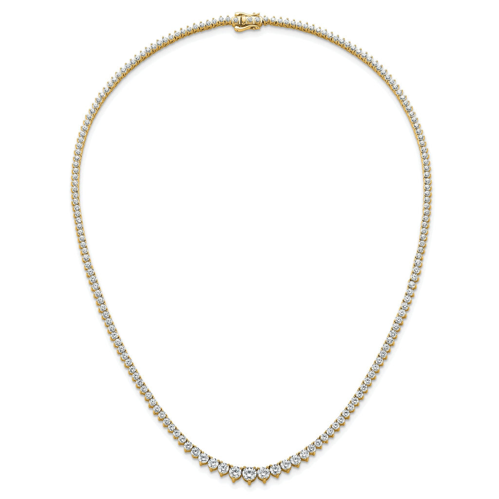 14k 10 7/8 carat Certified Lab Grown Diamond VS+ F+ Complete Round 18 inch Graduated Tennis Necklace