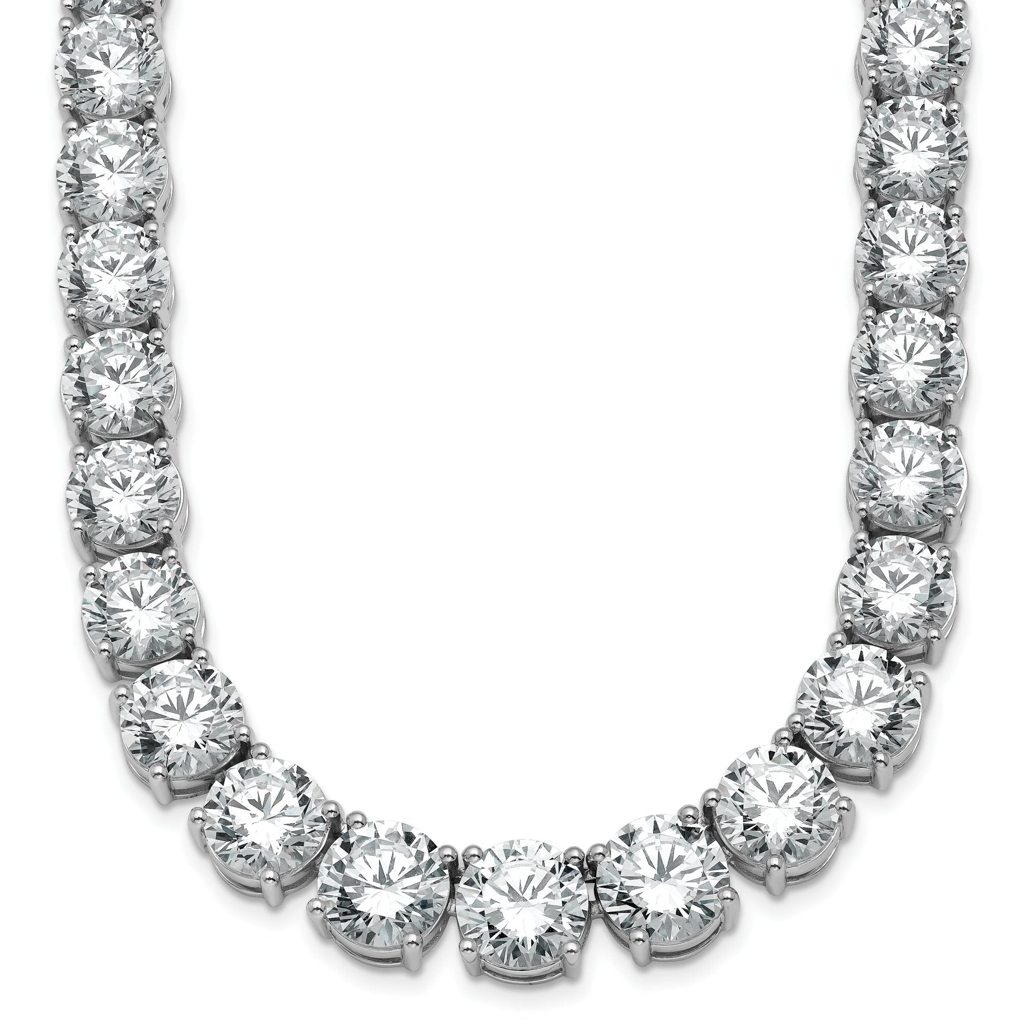14k White Gold 100 3/4 carat Lab Grown Diamond VS/SI+ G+ Complete Round 20 inch Graduated Tennis Necklace Main image