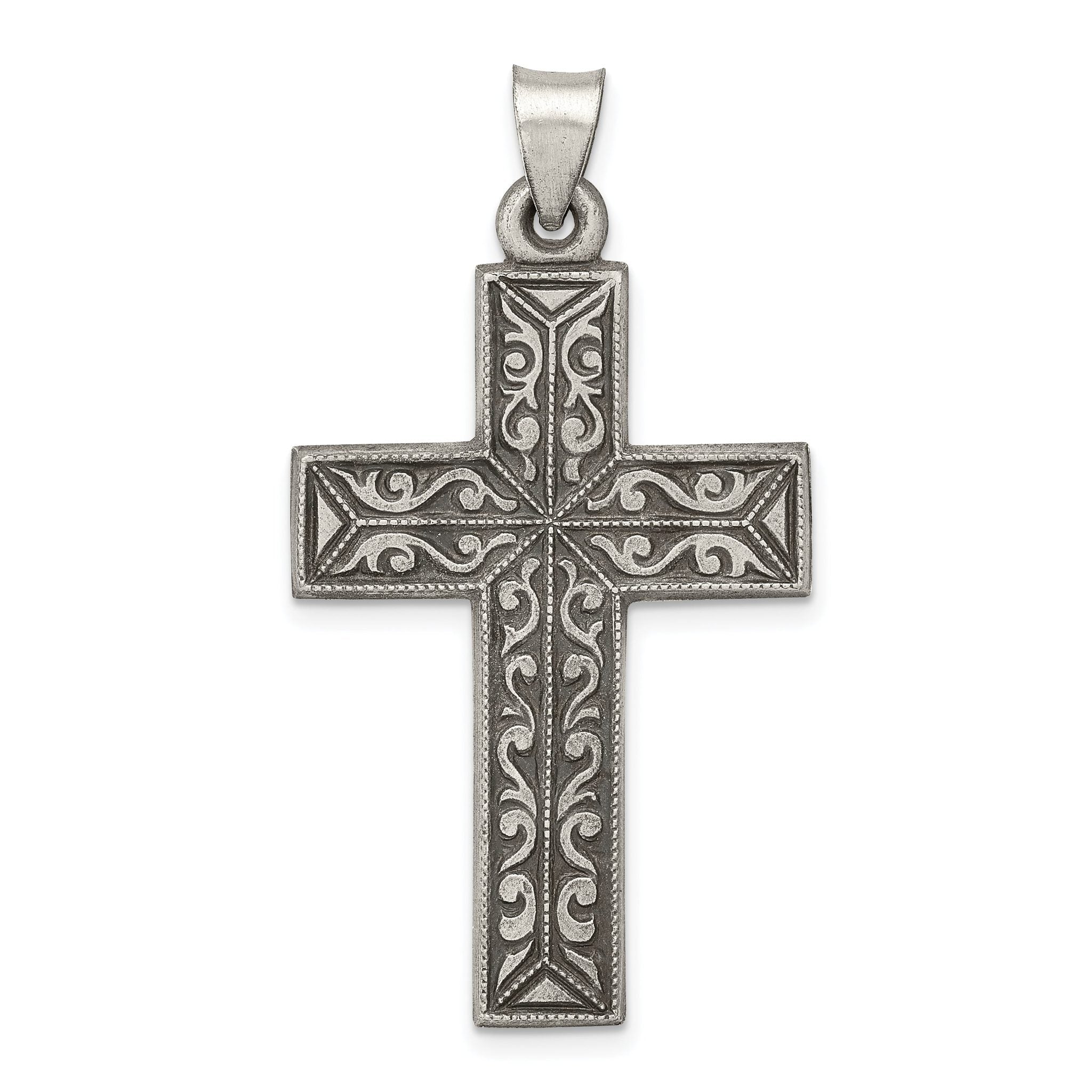 Sterling Silver 925 Latin Cross Pendant Polished Elegance