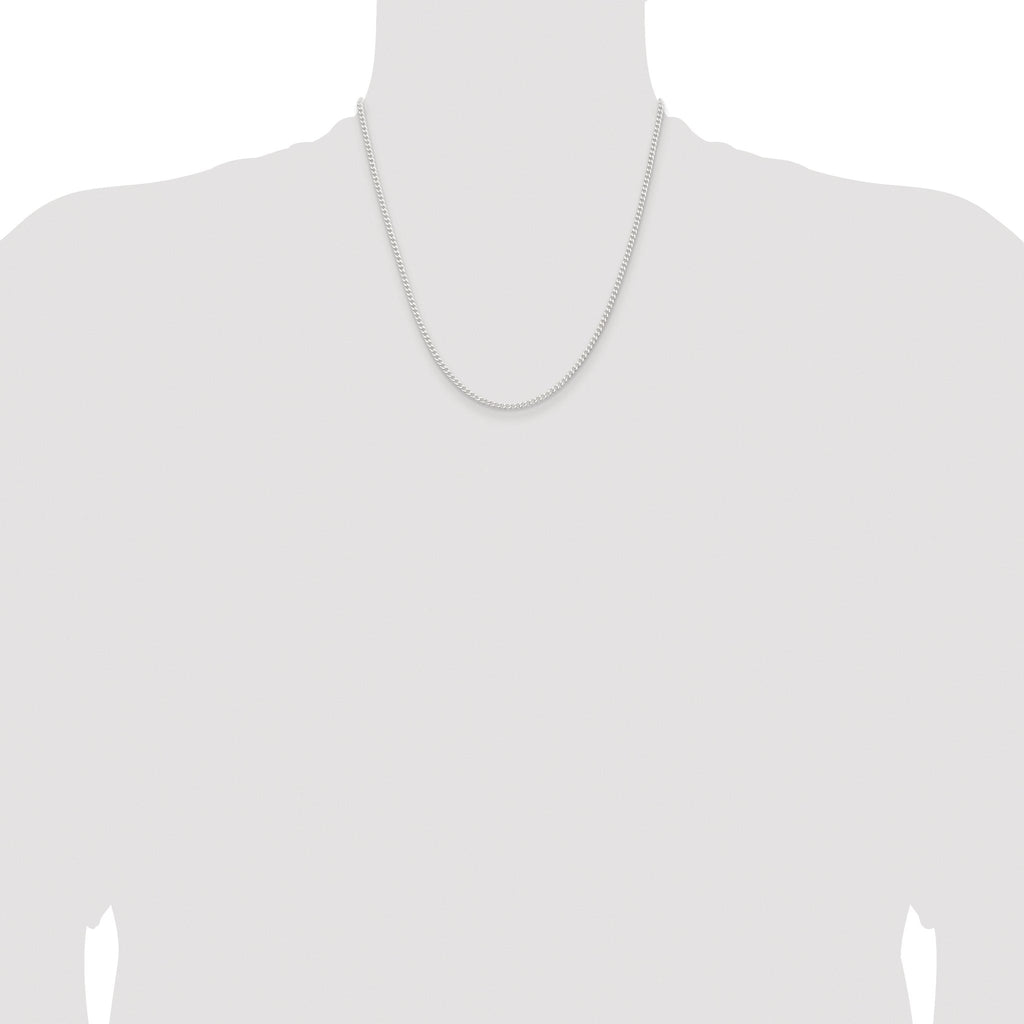 Beveled Curb Chain Necklace in Sterling Silver, 2.3mm