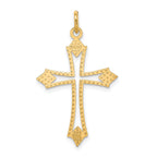 10K Gold Polished Cross Charm with Solid Design  32mm Elegant Pendant