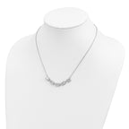 Sterling Silver Rhodium-plated Baguette CZ Bars With  1in ext. Necklace