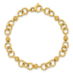14K Polished and Circles with D/C Beads Fancy Bracelet