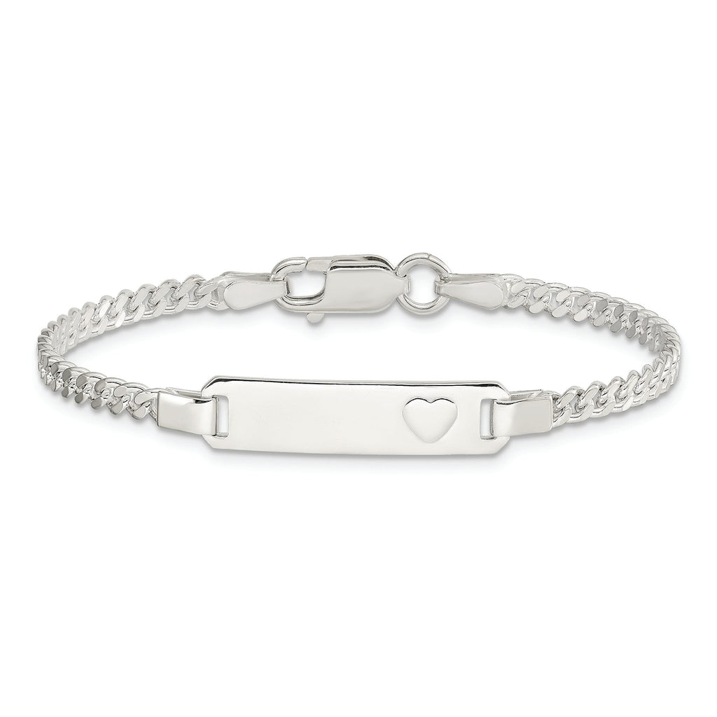 Sterling Silver Baby ID with Heart Bracelet
