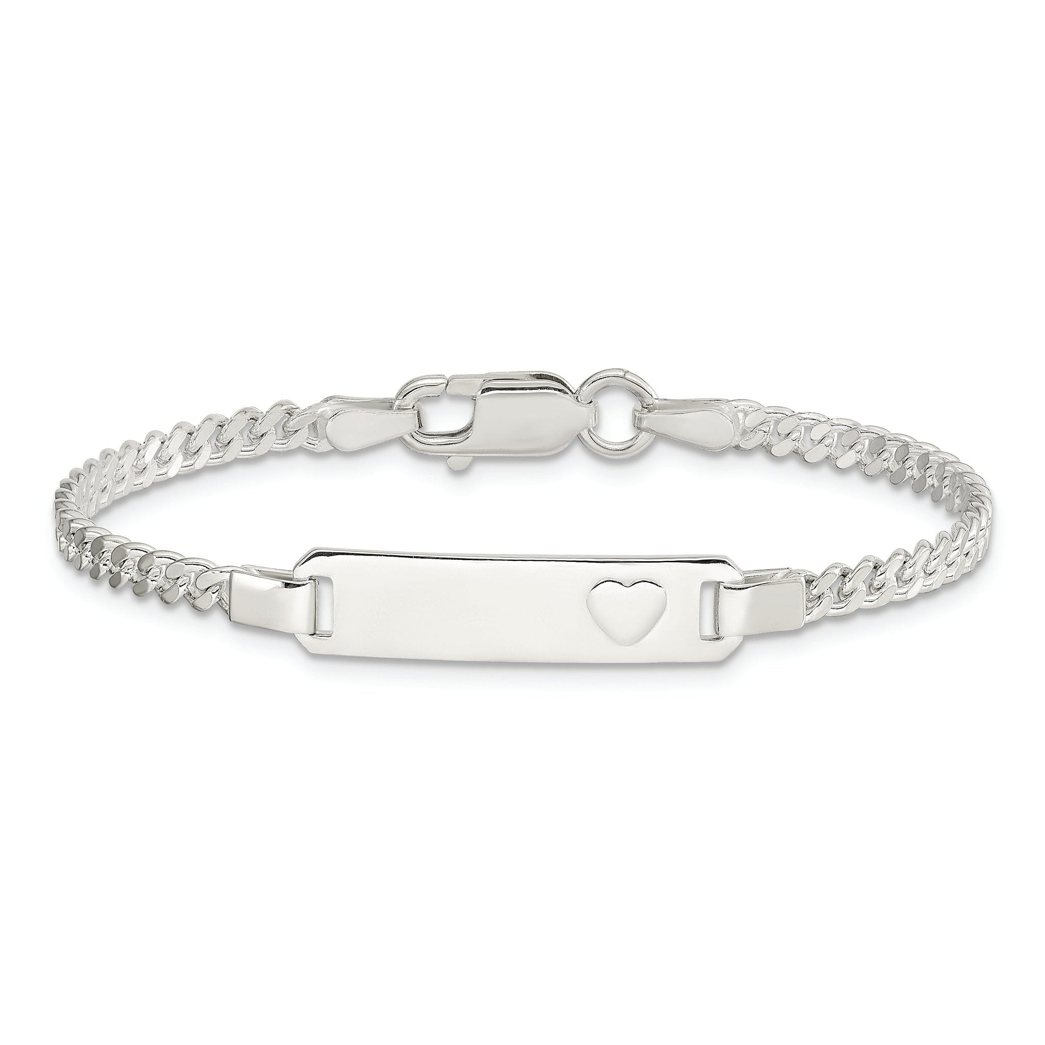 Sterling Silver Baby ID with Heart Bracelet