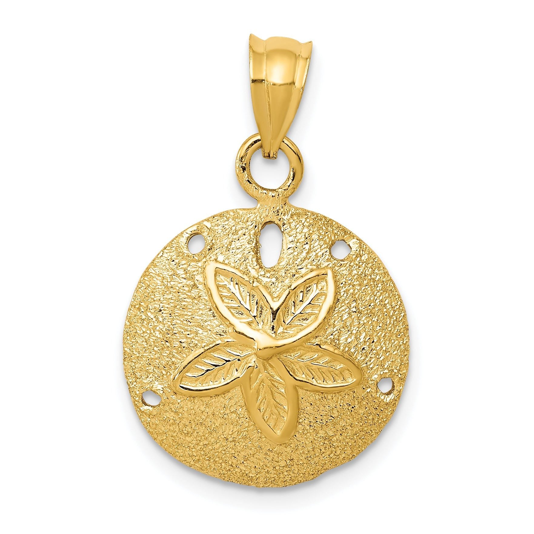 14K Gold Polished Sand Dollar Pendant with Laser-Cut Detailing Main image