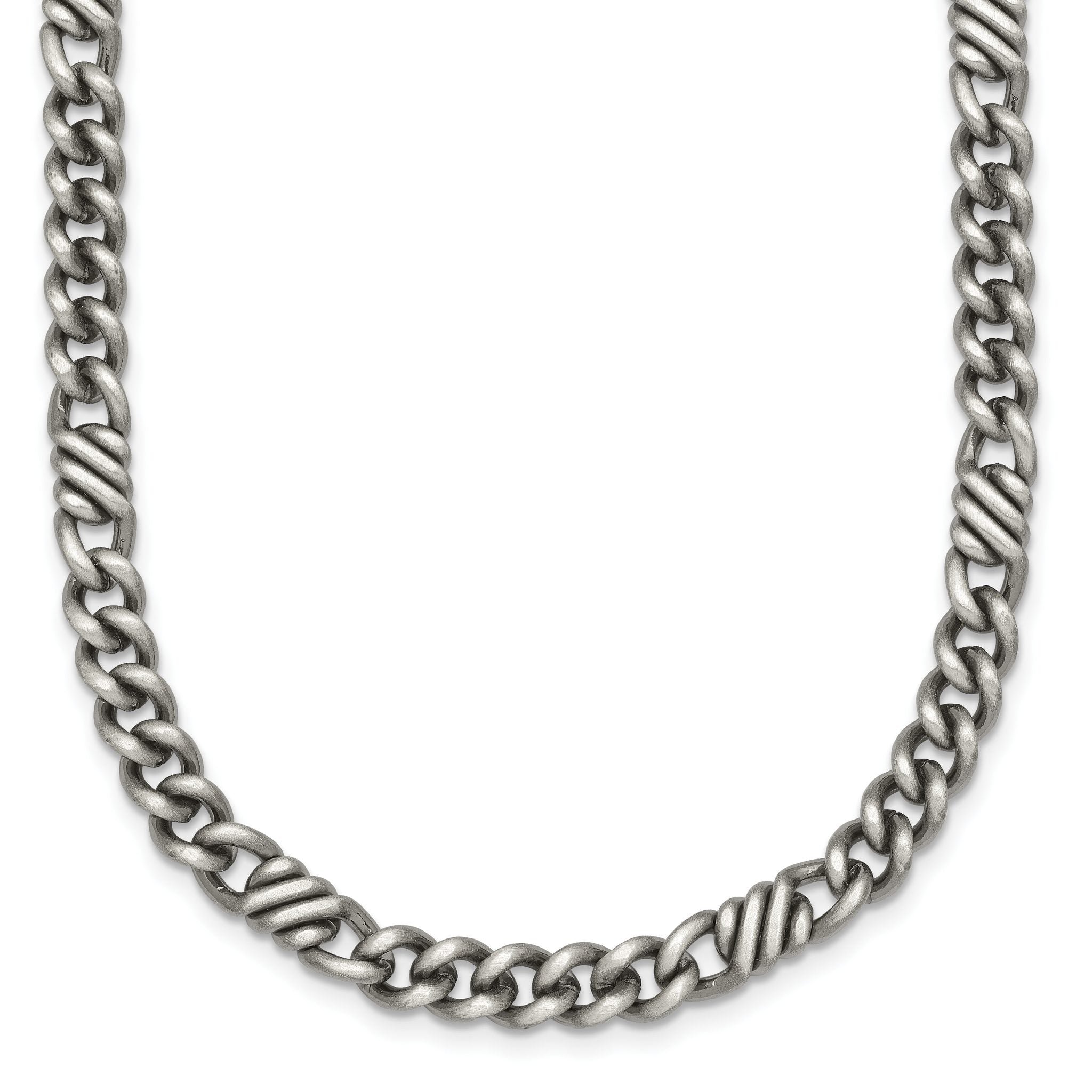 Sterling Silver Black Ruthenium-plated Brushed Fancy Curb Chain Mens 22 inch Necklace Main image