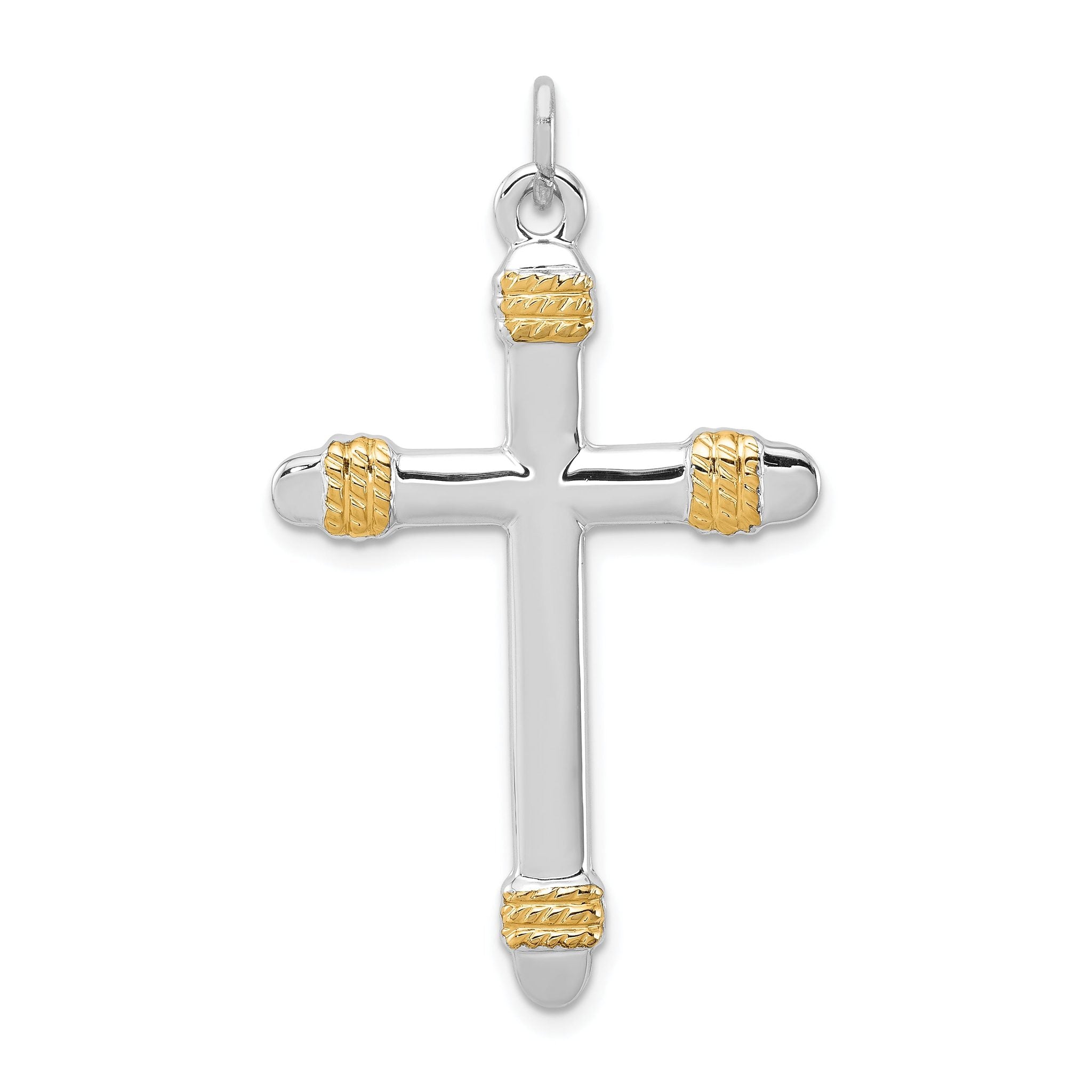 Sophia Jewelers Sterling Silver 18K Gold-Plated Rope Cross Pendant Main image