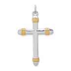 Sophia Jewelers Sterling Silver 18K Gold-Plated Rope Cross Pendant