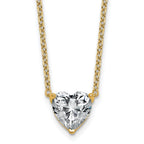 14k 2 1/2 carat Certified Lab Grown Diamond VS+ F+ Heart Complete 18 inch Four Prong Pendant Necklace