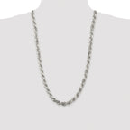Sterling Silver Rhodium-plated 7.8mm Diamond-cut Rope Chain
