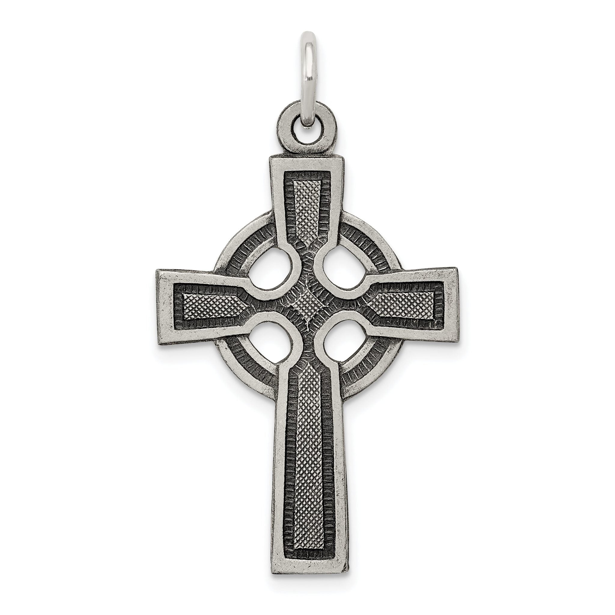 Sterling Silver 925 Celtic Cross Pendant Antique Polished Design