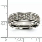 Chisel Titanium Brushed and Polished Celtic Laser Design 8mm Ridged Edge Band