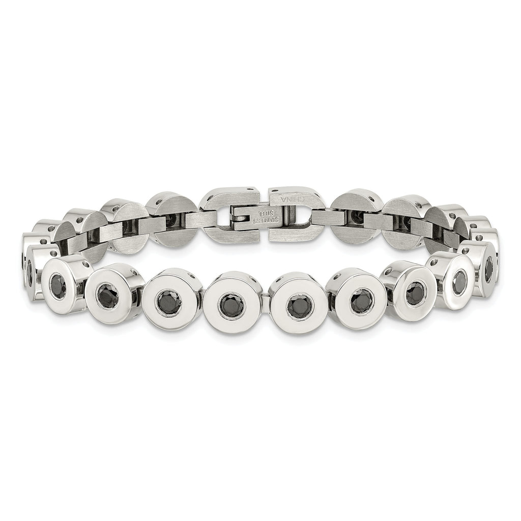 Stainless Steel Polished with Black Cubic Zirconia Bracelet for Women