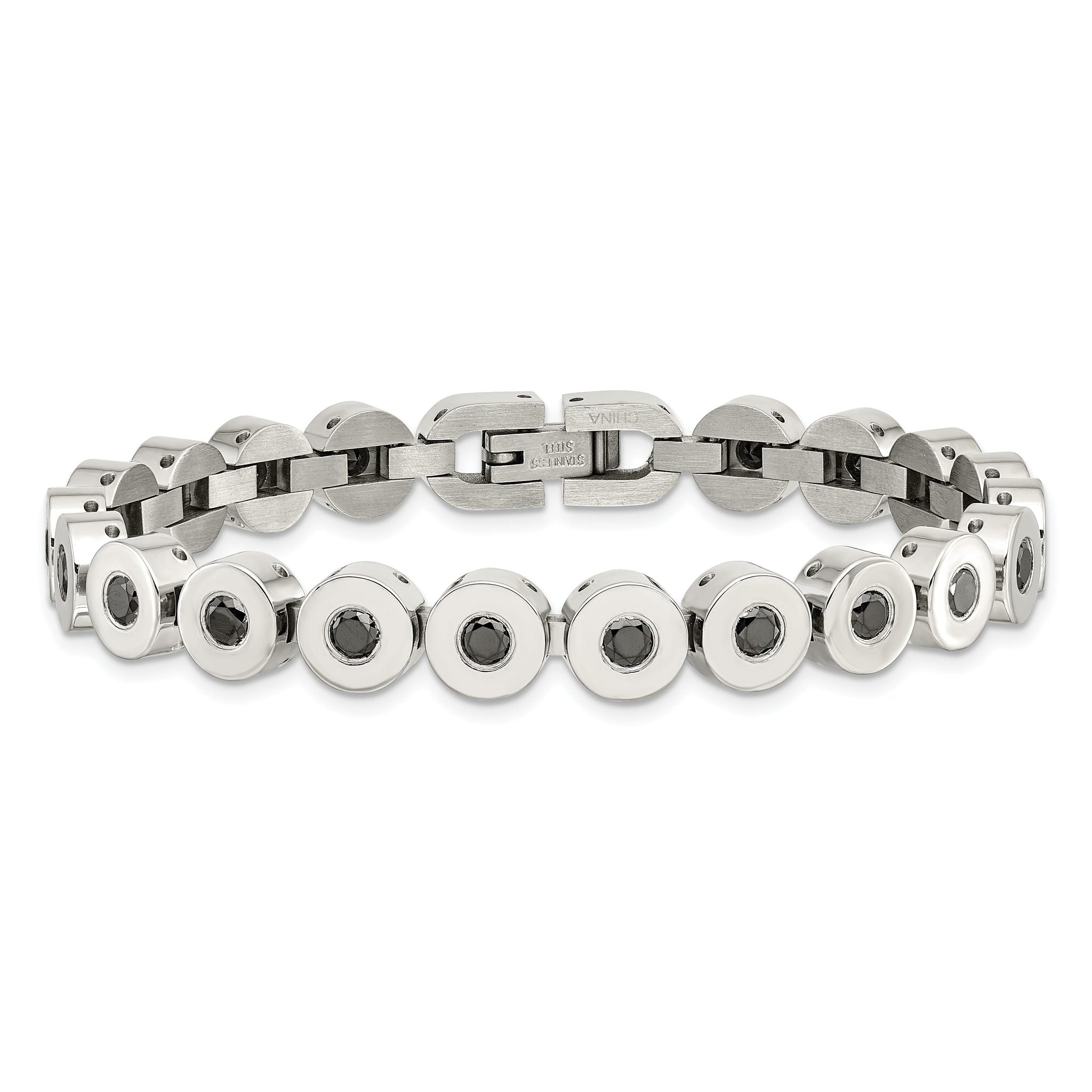 Stainless Steel Polished with Black Cubic Zirconia Bracelet for Women