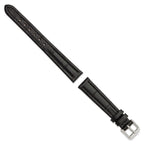 Matte Alligator-Grain Leather Watch Band in Black, 14mm