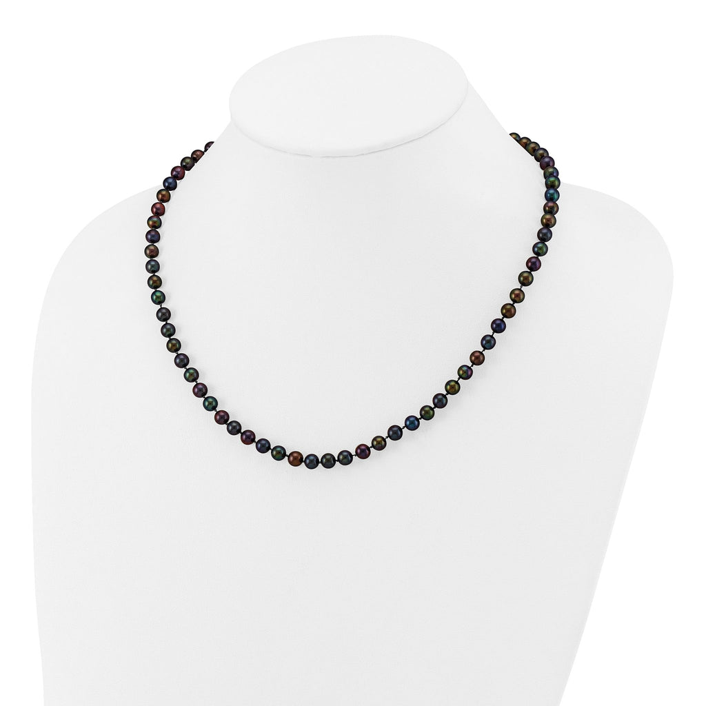 14k 5-6mm Black Near-Round Freshwater Cultured Pearl 7.5 inch Bracelet