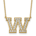 14k 3/4 carat Lab Grown Diamond VS+ F+ Complete Letter W 18 inch Initial Necklace