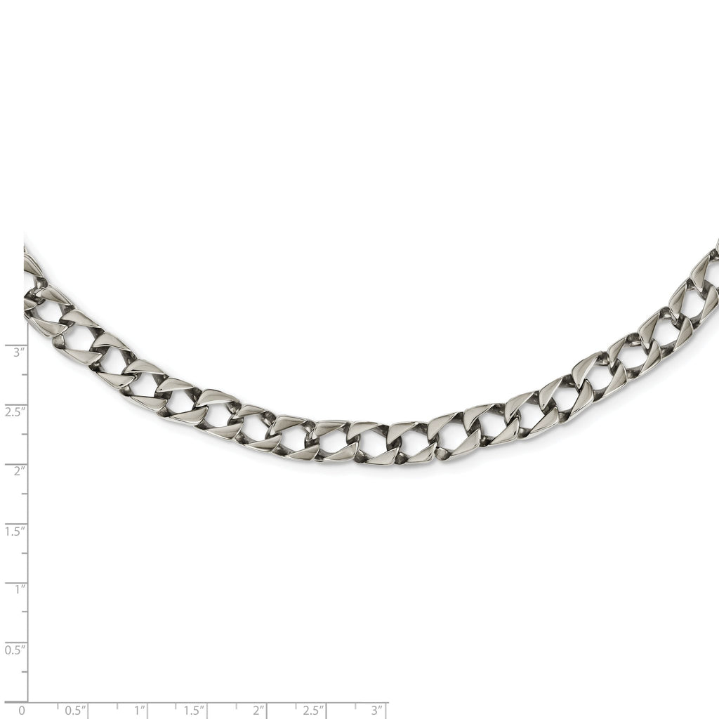 Sophia Jewelers Men's Polished Stainless Steel Curb Chain Necklace 24 Elegant Gift-Ready