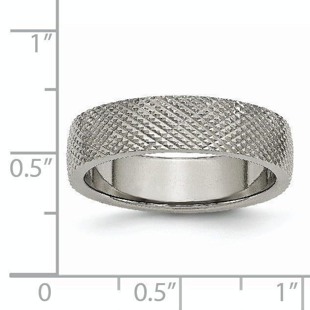 Polished & Textured Wedding Band in Titanium, 6mm
