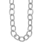 Sterling Silver Rhodium-plated Fancy Link with 2in ext. Necklace