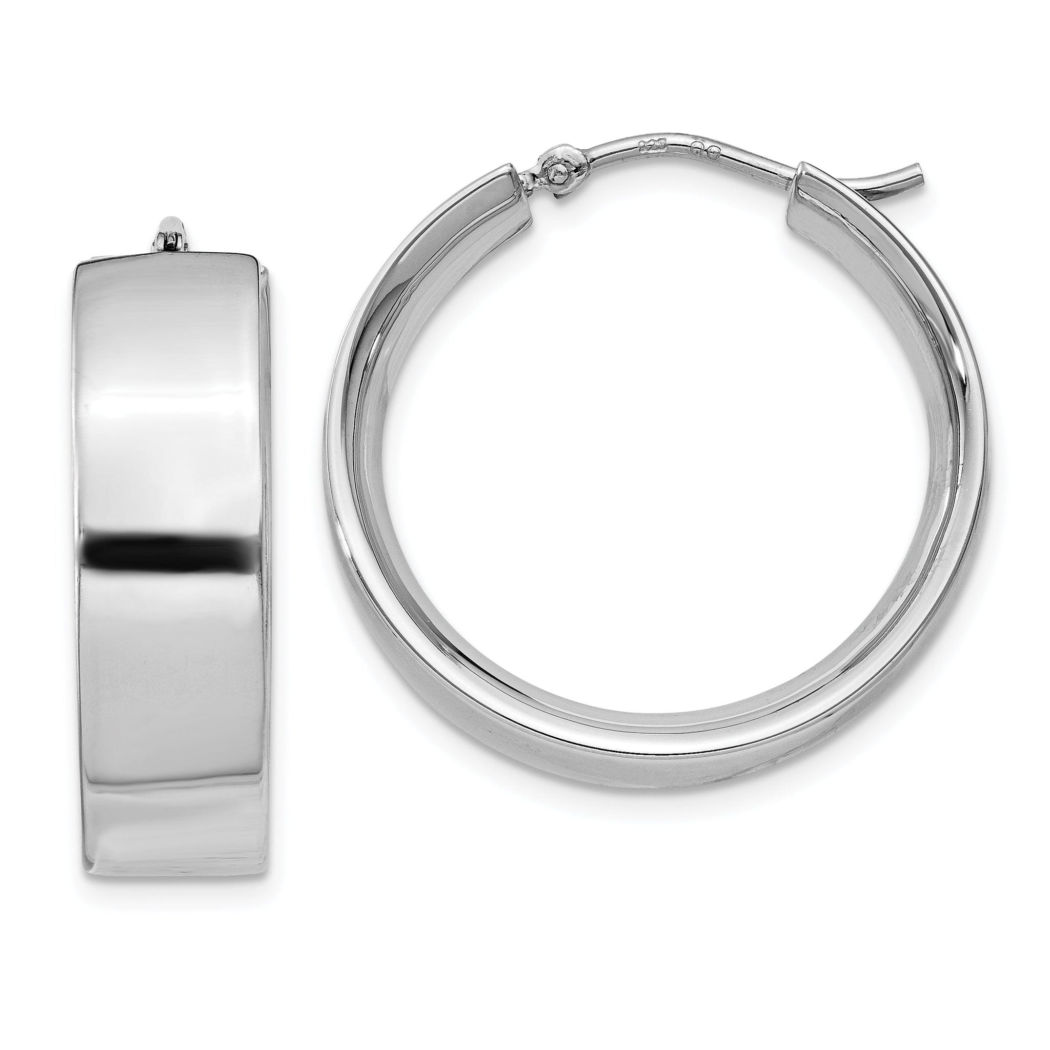 Sterling Silver Rhodium-Plated Hoop Earrings with Polished Finish