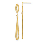 14K Gold Diamond-Cut Dangle Earrings with Polished Finish