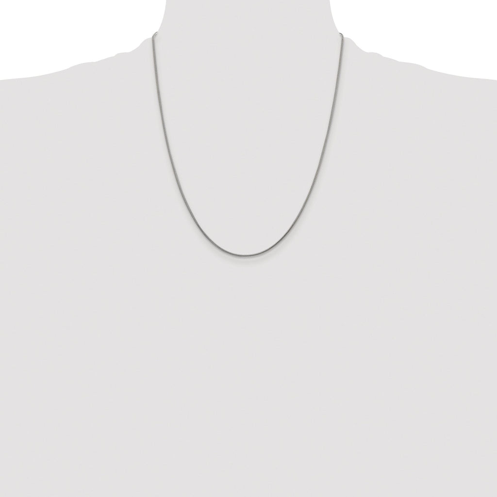 Polished Snake Chain Necklace in Sterling Silver, 1.2mm
