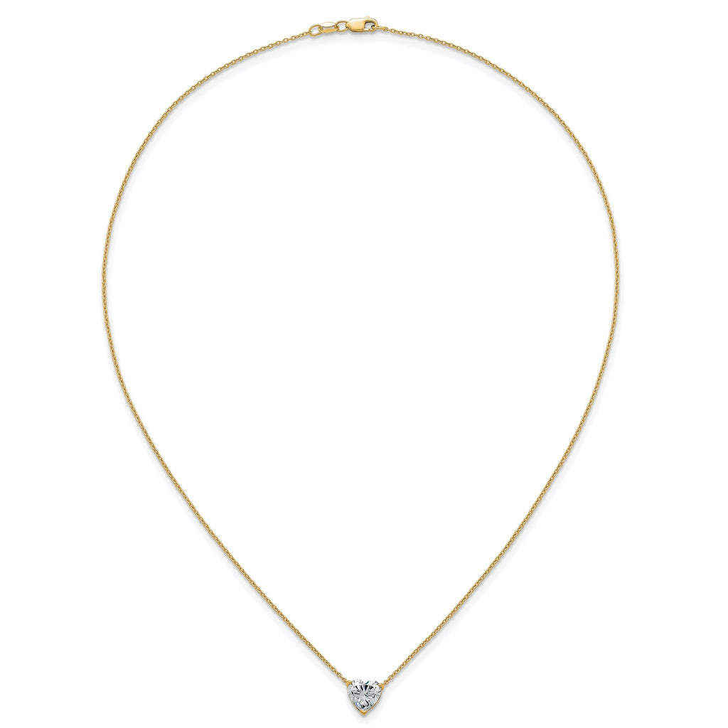 14k 2 carat Lab Grown Diamond VS+ F+ Heart Complete 18 inch Four Prong Pendant Necklace