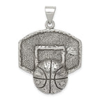 Sophia Jewelers Sterling Silver Antiqued Basketball Pendant for Men