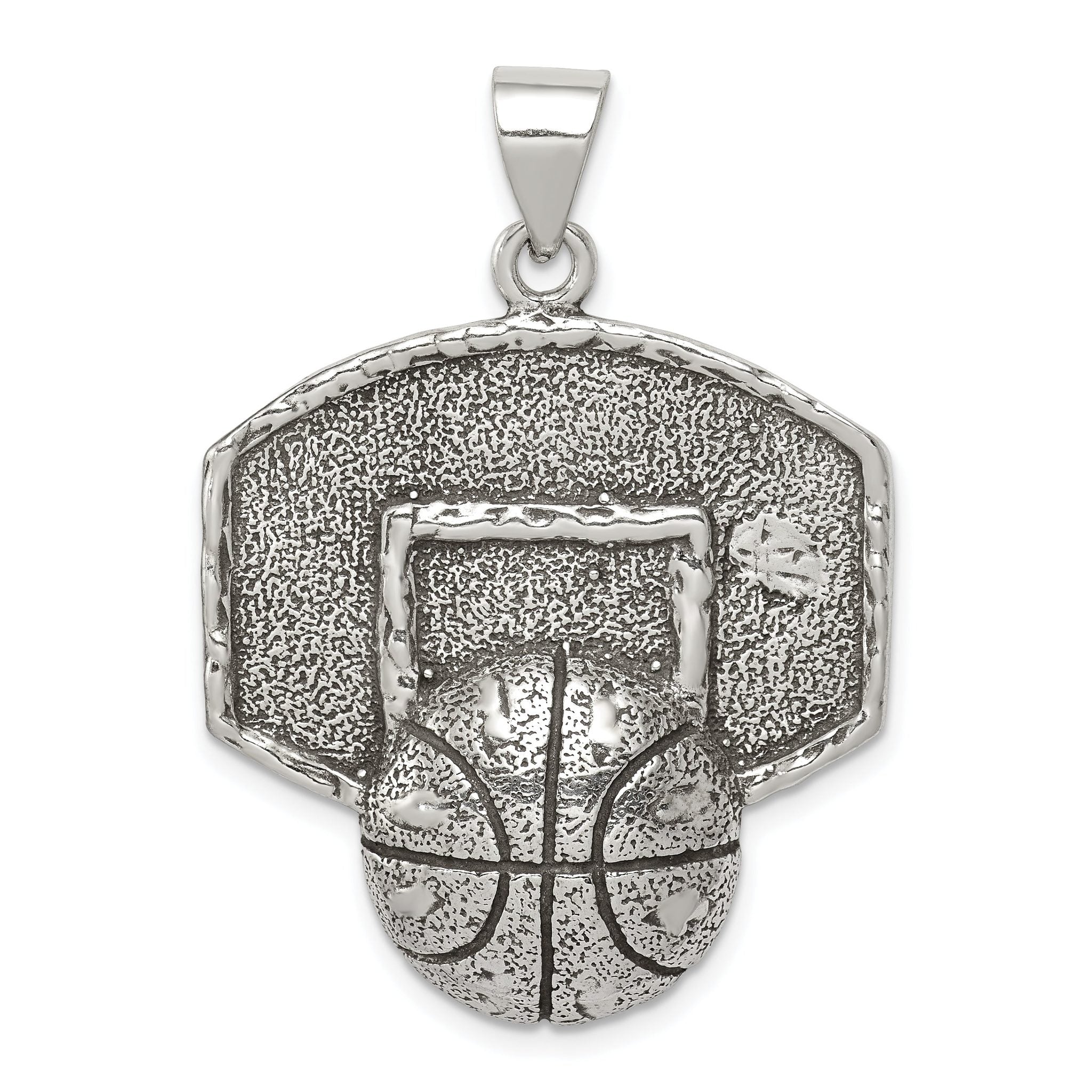 Sophia Jewelers Sterling Silver Antiqued Basketball Pendant for Men