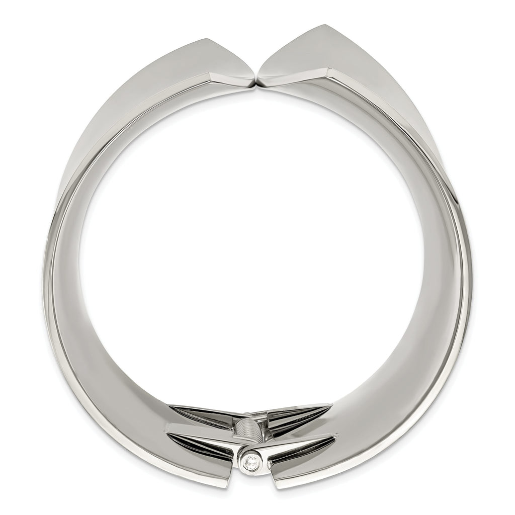 Stainless Steel Polished Hinged Bangle Bracelet for Women