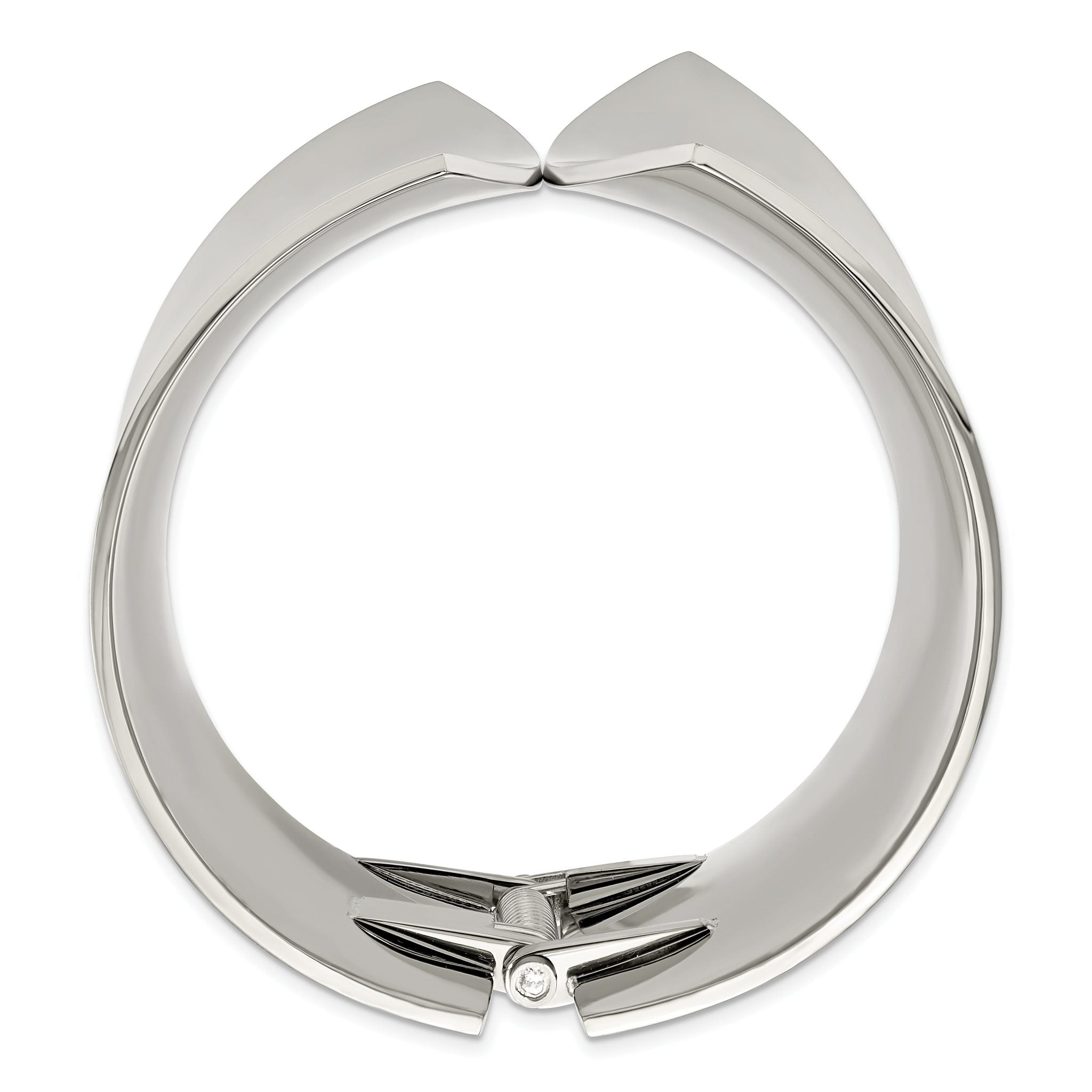 Stainless Steel Polished Hinged Bangle Bracelet for Women