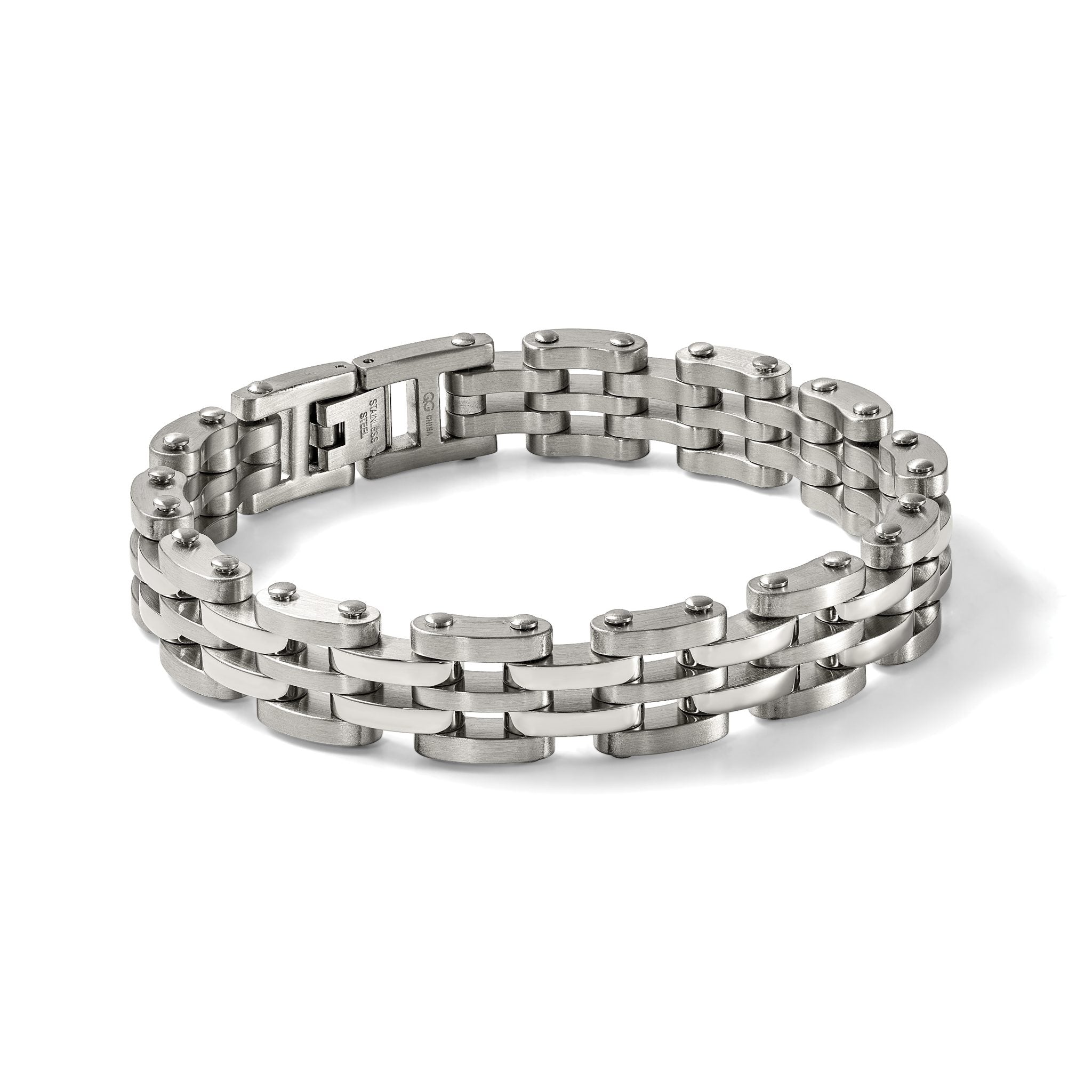 Stainless Steel Brushed and Polished Link Bracelet for Men