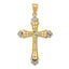 14K Gold Diamond-Cut Cross Pendant with Rhodium Accents Polished Finish
