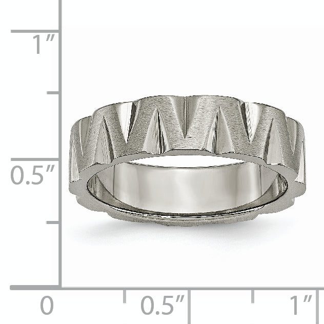 Notched Wedding Band in Titanium, 6mm