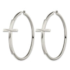 Stainless Steel Polished Cross Hoop Earrings for Women