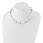 Sterling Silver Rhodium-plated 9-10mm White Near-Round Freshwater Cultured Pearl 16 inch Necklace