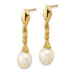14k 5-6mm White Teardrop Freshwater Cultured Pearl Dangle Post Earrings