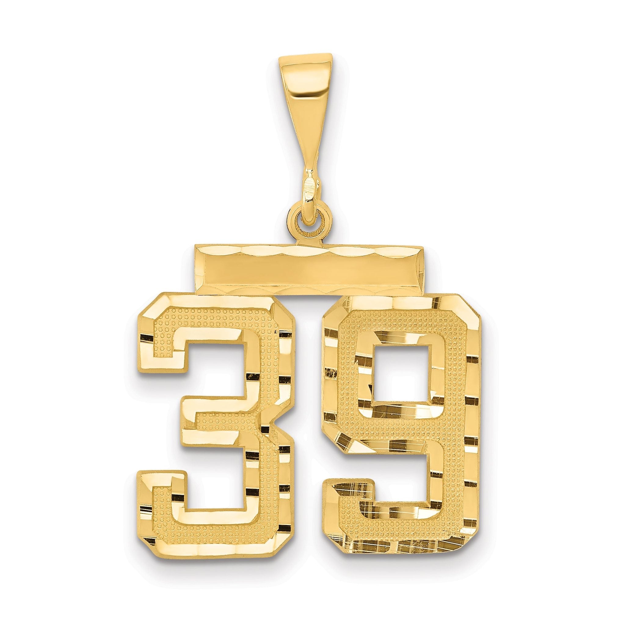 14K Gold Diamond-Cut Number 39 Charm with Polished Finish