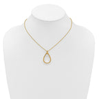 14K Polished Fancy Open Teardrop w/ 2in Ext. Necklace
