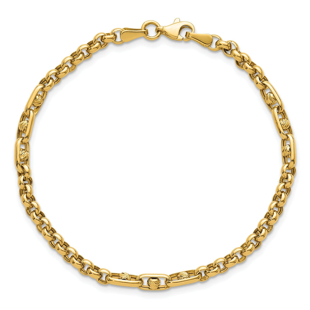 14k Polished and Diamond-cut 3.9mm Fancy Link 7.5 inch Bracelet