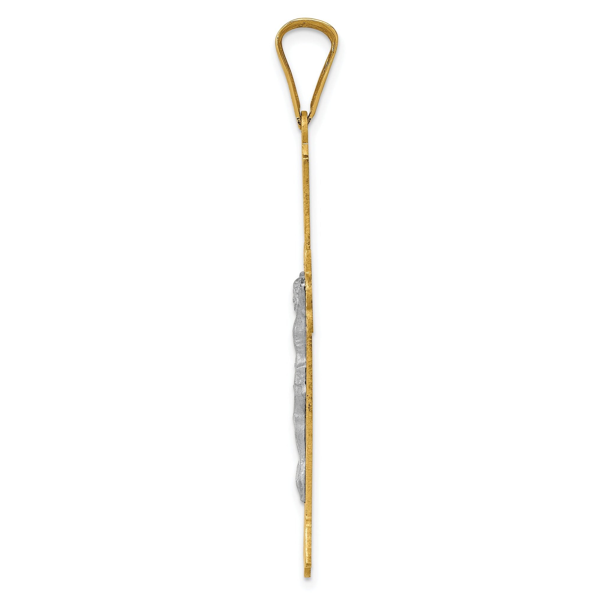 14K Two-Tone Gold Crucifix Pendant with Polished Satin Finish Elegant Religious Jewelry Secondary image