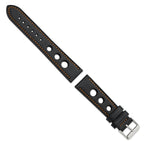 Grand Prix Leather Watch Band in Black with Orange Stitching, 24mm