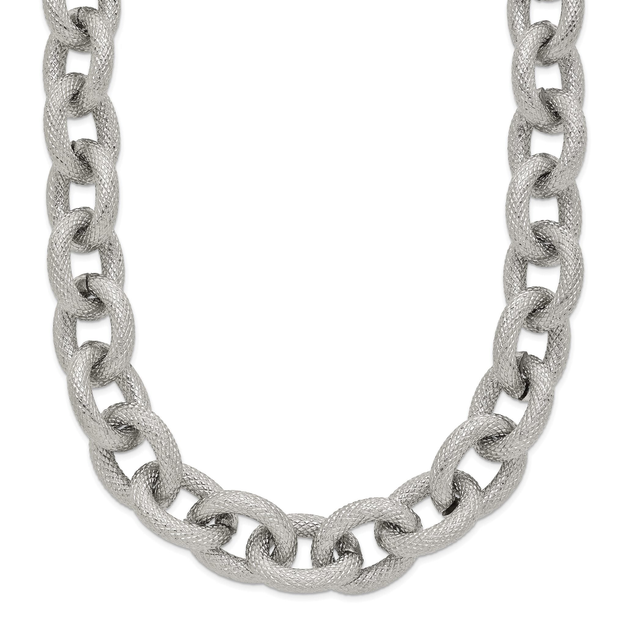 Chisel Stainless Steel Polished and Textured Link 16.5 inch Necklace Main image