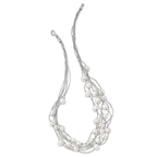 Sterling Silver 925 Multi-Strand White Pearl Necklace, Elegant Women's Jewelry