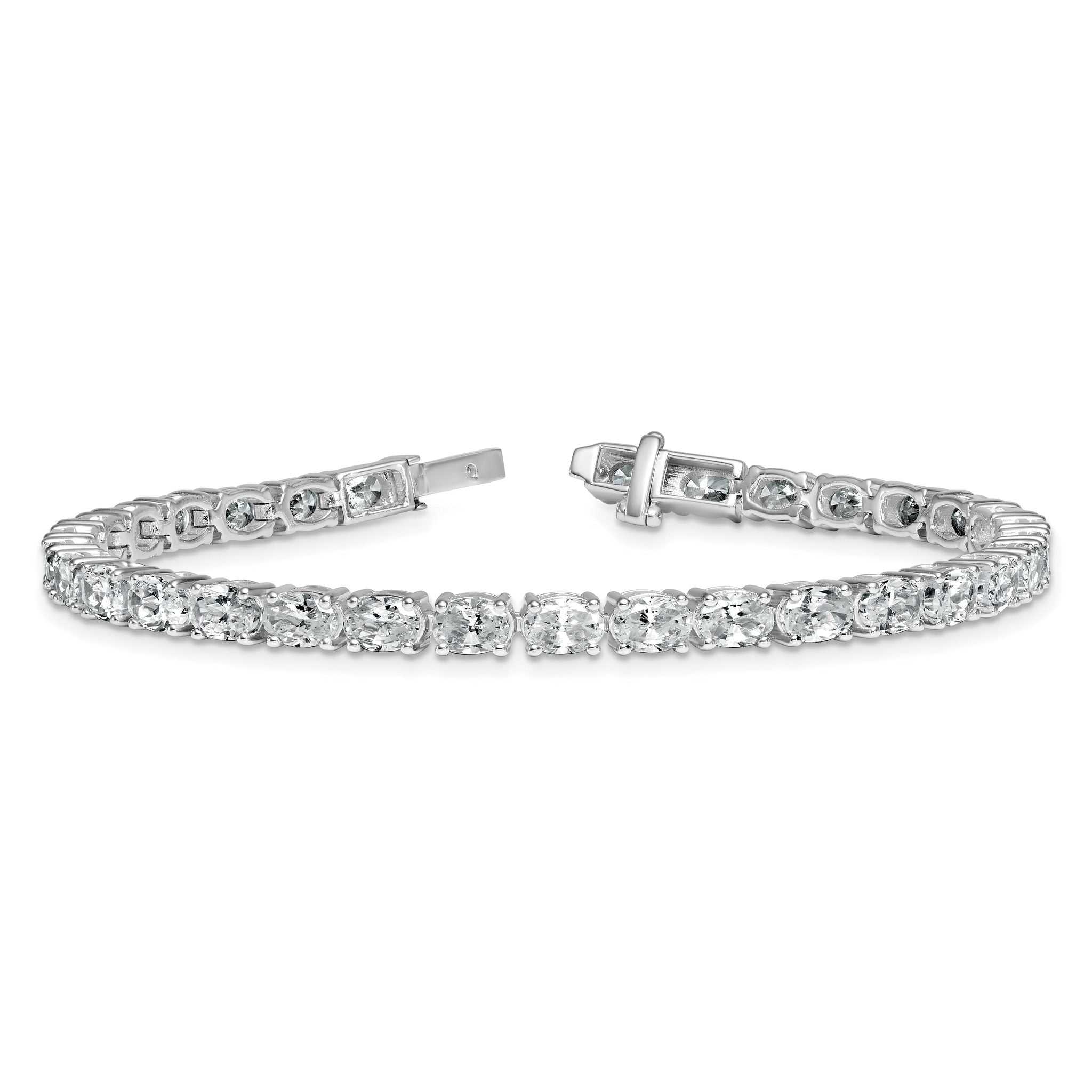 14k White Gold 9 7/8 carat Lab Grown Diamond VS/SI+ G+ Complete Oval Tennis Bracelet