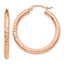 14k Rose Gold Diamond-cut 3mm Round Hoop Earrings