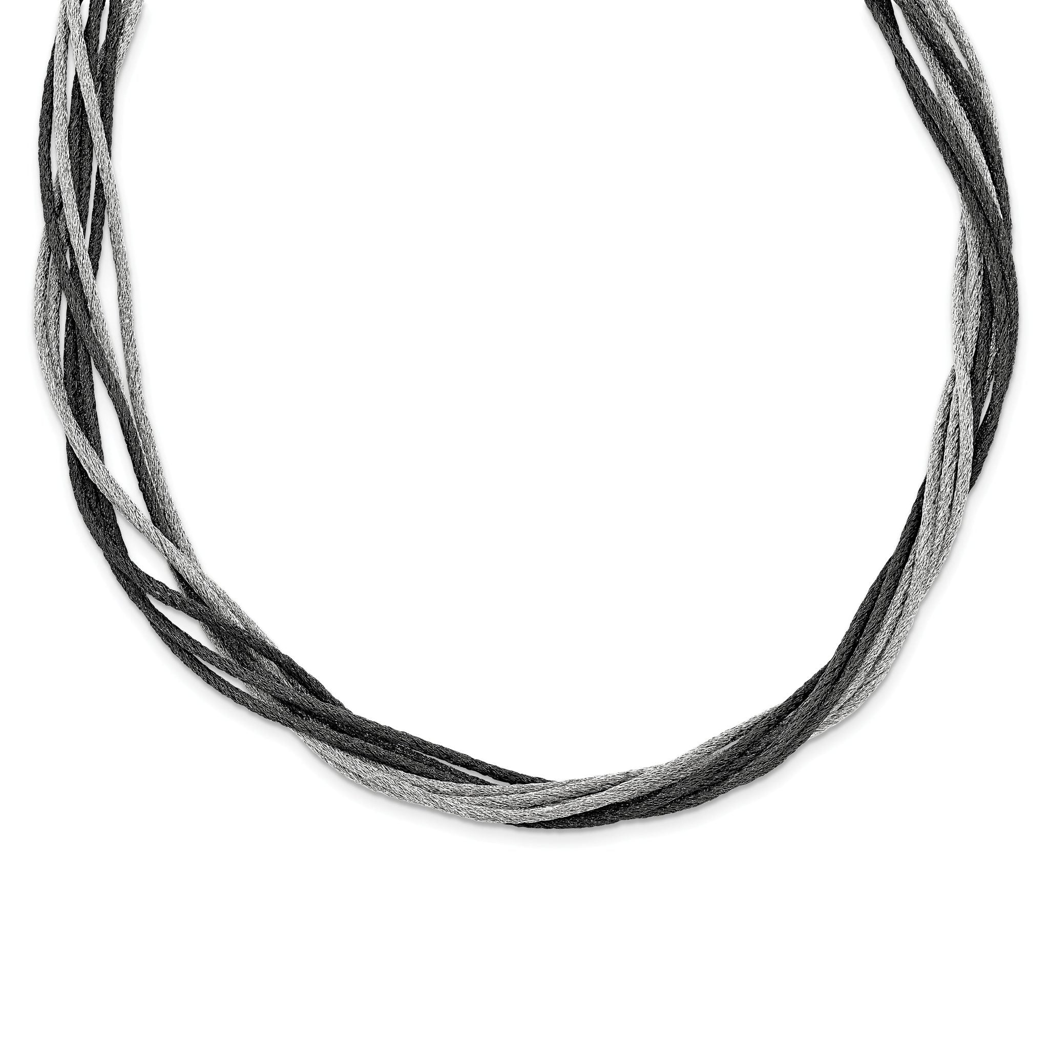 Sterling Silver Black Rhodium Wire Mesh Necklace Main image